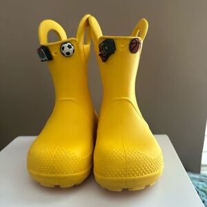 Yellow CROCS Kids Rain Boots